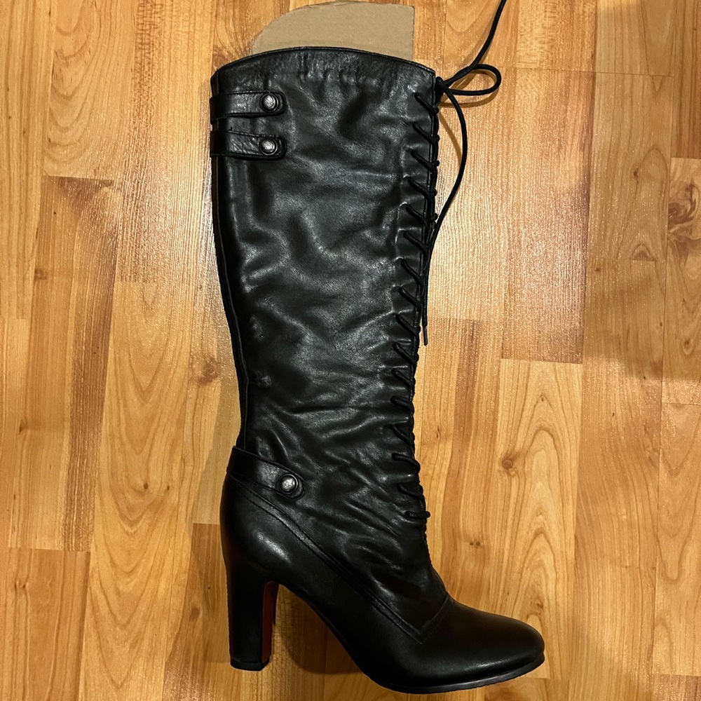 Sam Edelman Lace Up LEATHER Heel Boots - Worn ONCE!